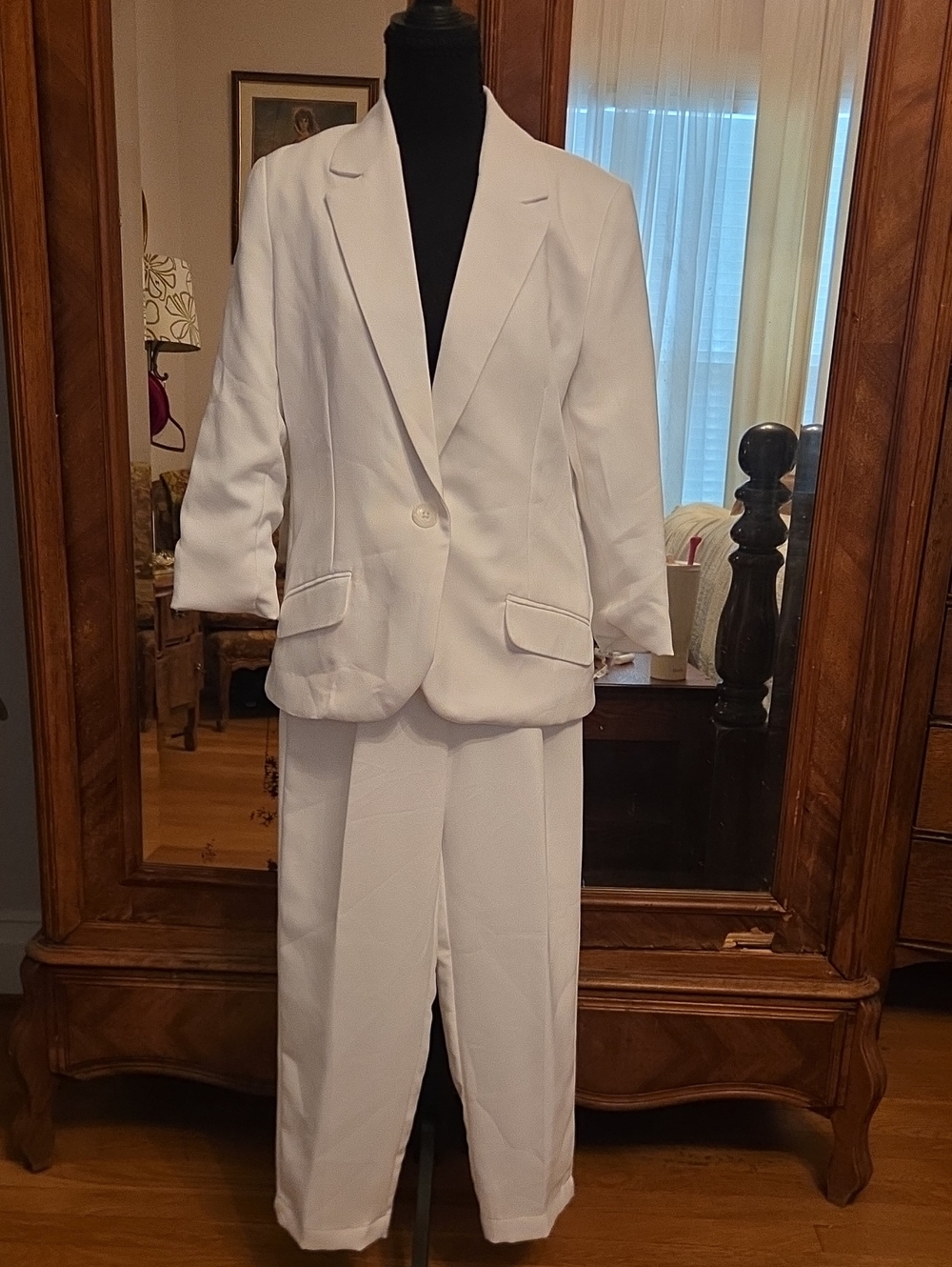 Primark White Single-Button Blazer and Trousers Set